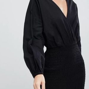 ASOS DESIGN wrap mini dress with shirred skirt